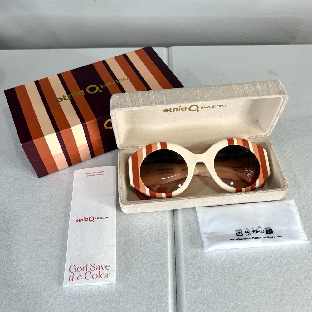 Etnia Barcelona Ibiza 12 WHOG Resort Coastal Striped HD Lens Box Case NEW Italy